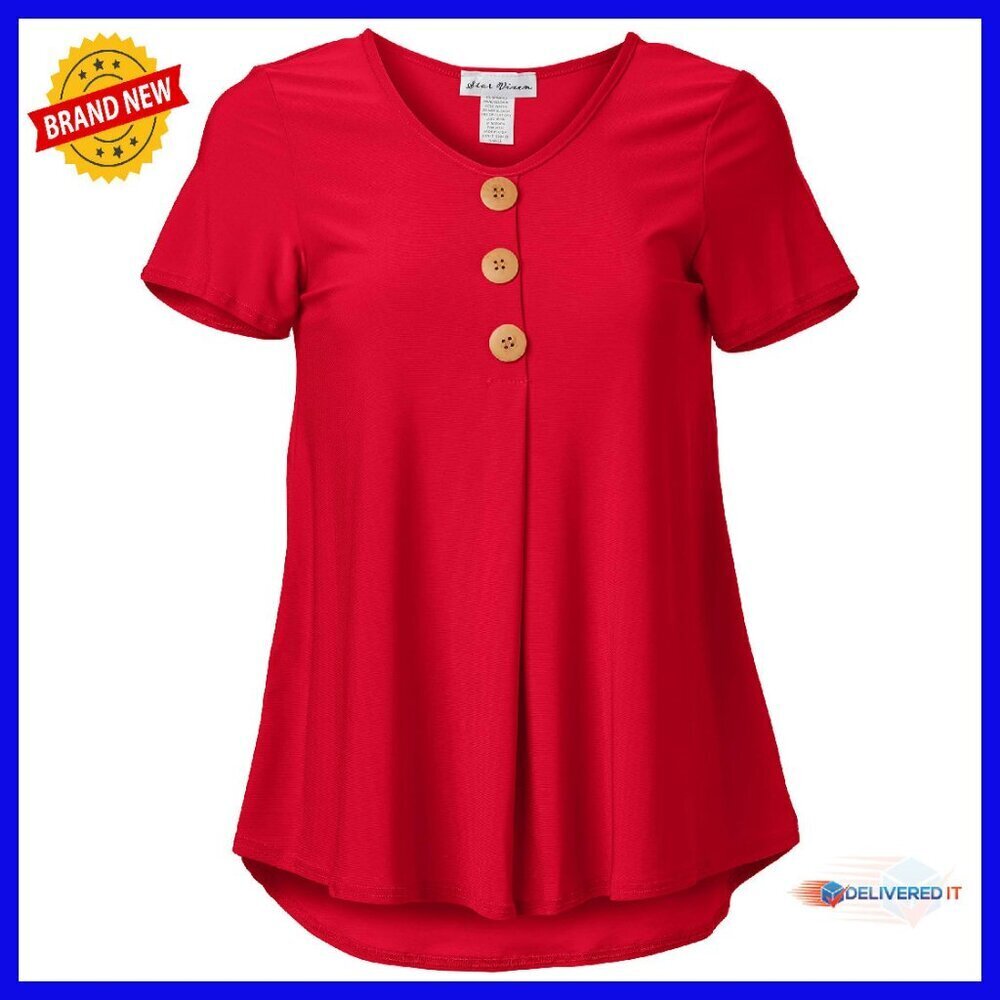 Women's 3/4 Sleeve Button Front Flowy Top Soft Knit Fabric